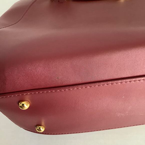 Joy & Iman Maroon Leather Matching Handbag Satchel Set with Shoulder Strap - Picture 10 of 16